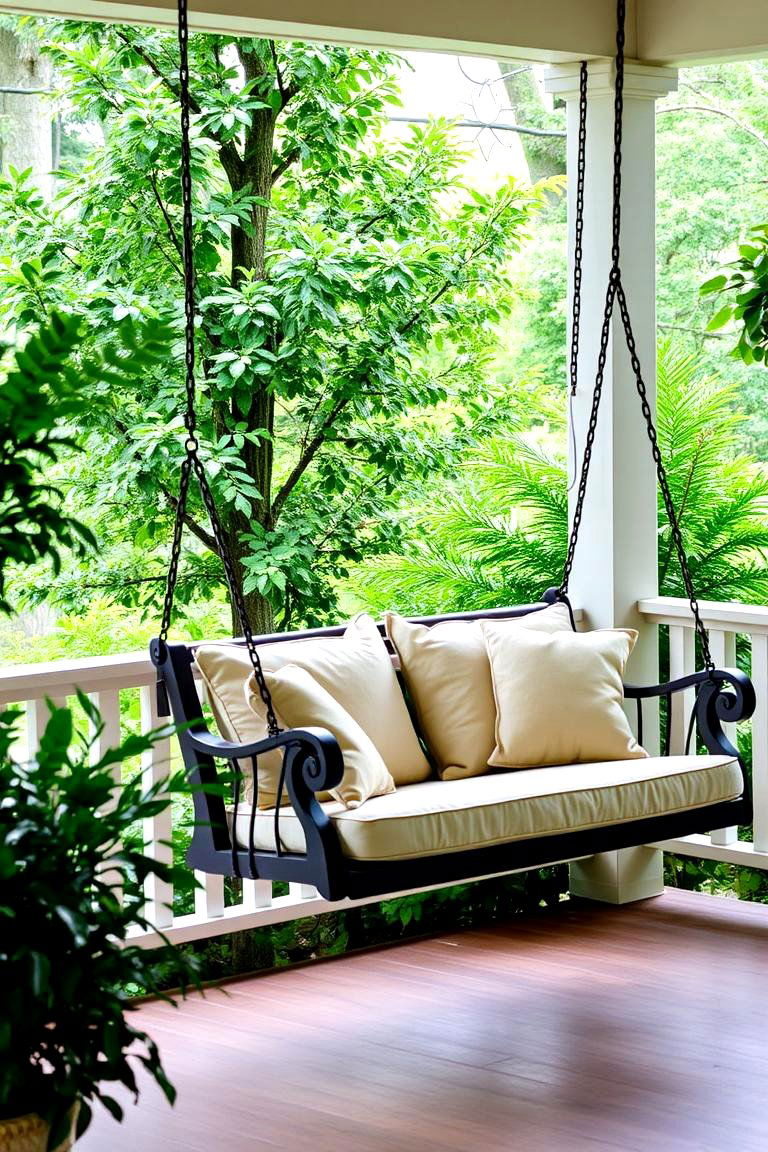 Comfortable Porch Swing - 24 Large Front Porch Ideas