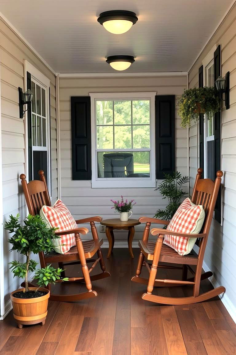 Comfortable Rocking Chair Nook - 24 Mobile Home Porch Ideas