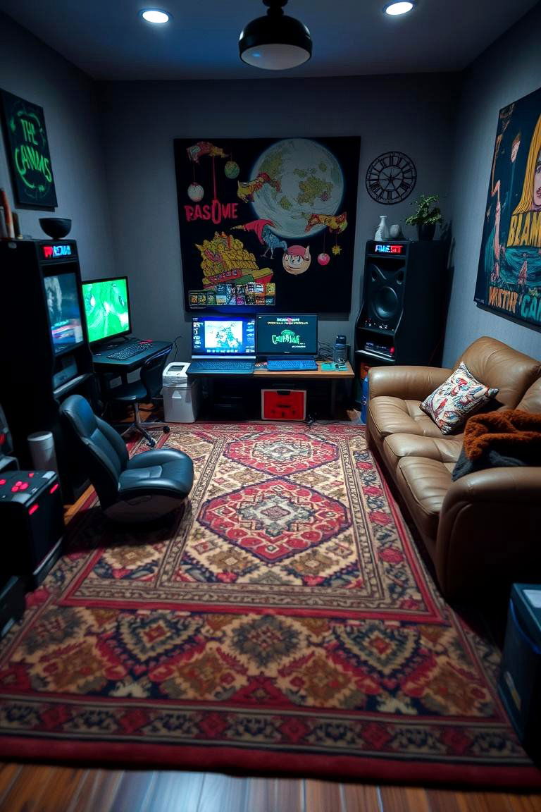 Comfortable Rug - 24 Small Game Room Ideas