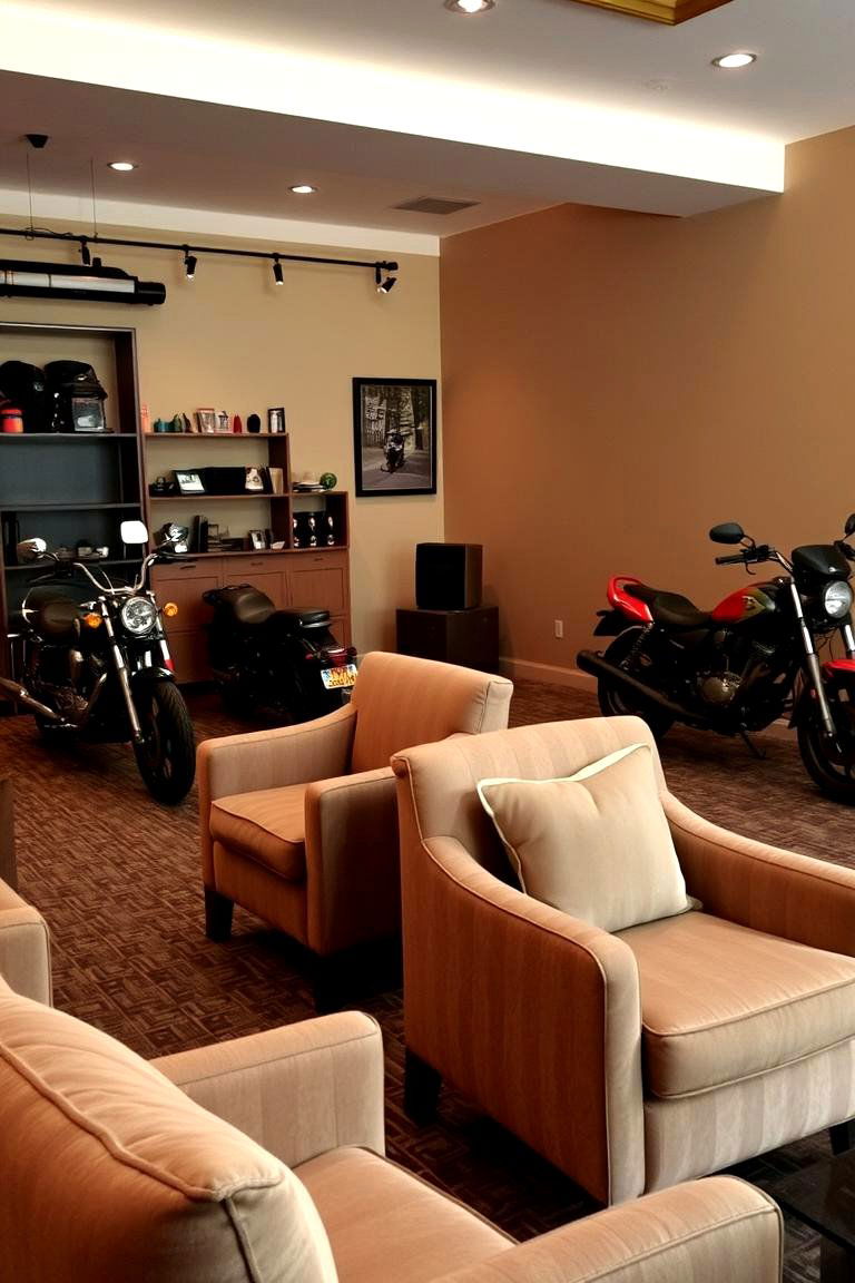 Comfortable Seating Lounge - 24 Motorcycle Garage Ideas