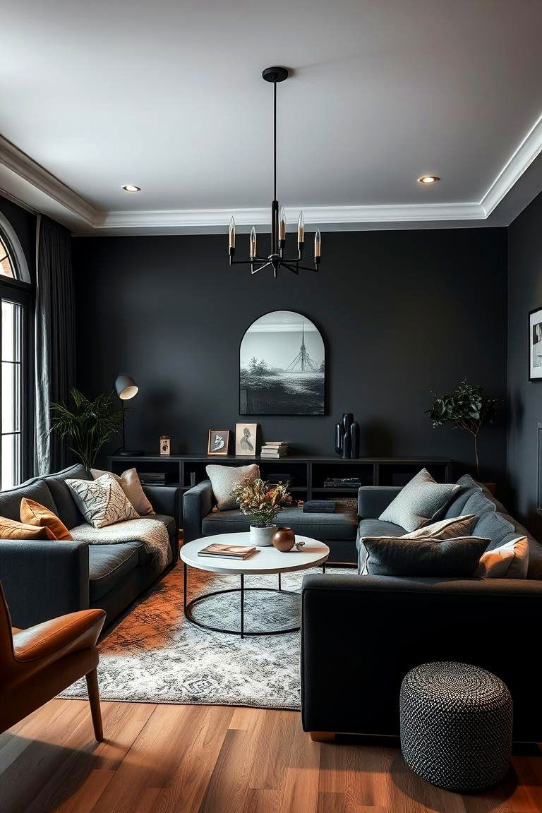 Comforting Black Hues - 24 Black Living Room Ideas