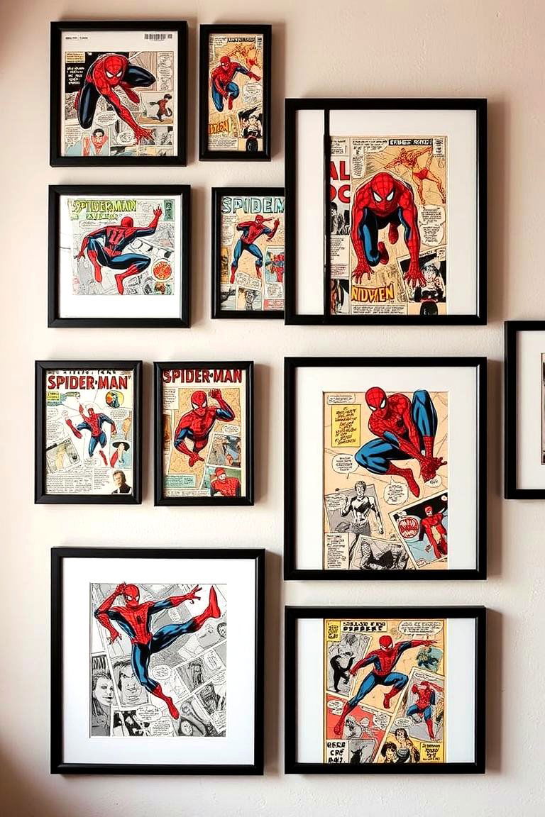 Comic Book Collage Frames - 24 Spiderman Room Decor Ideas