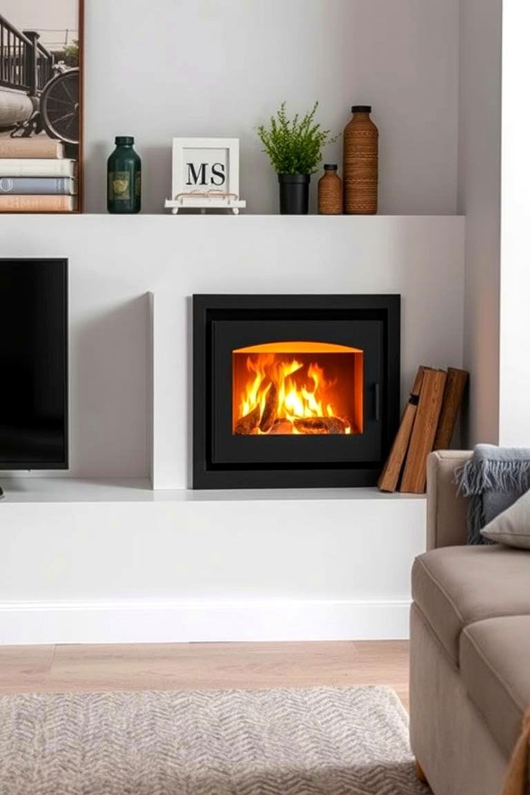 Compact Black Fireplace for Small Spaces - 24 Black Fireplace Ideas