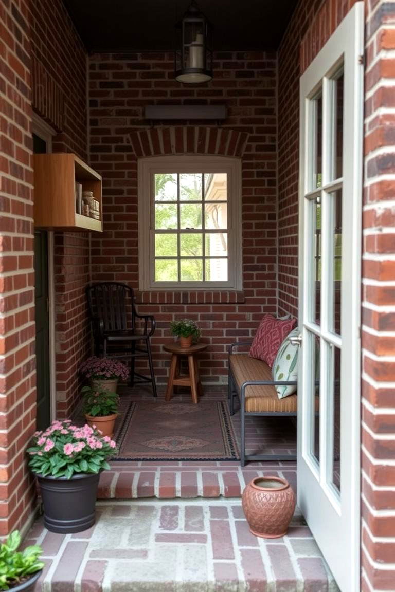 Compact Brick Porch Getaway - 24 Brick Porch Ideas