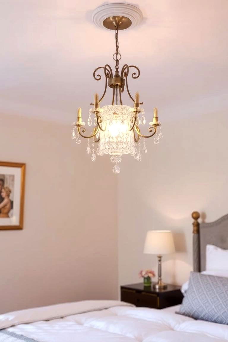 Compact Chandelier - 24 Small Bedroom Lighting Ideas