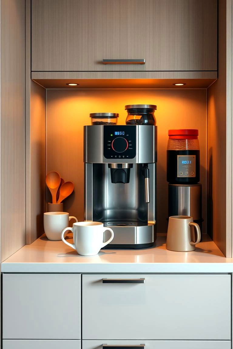 Compact Coffee Station Setup - 24 Office Kitchen Ideas