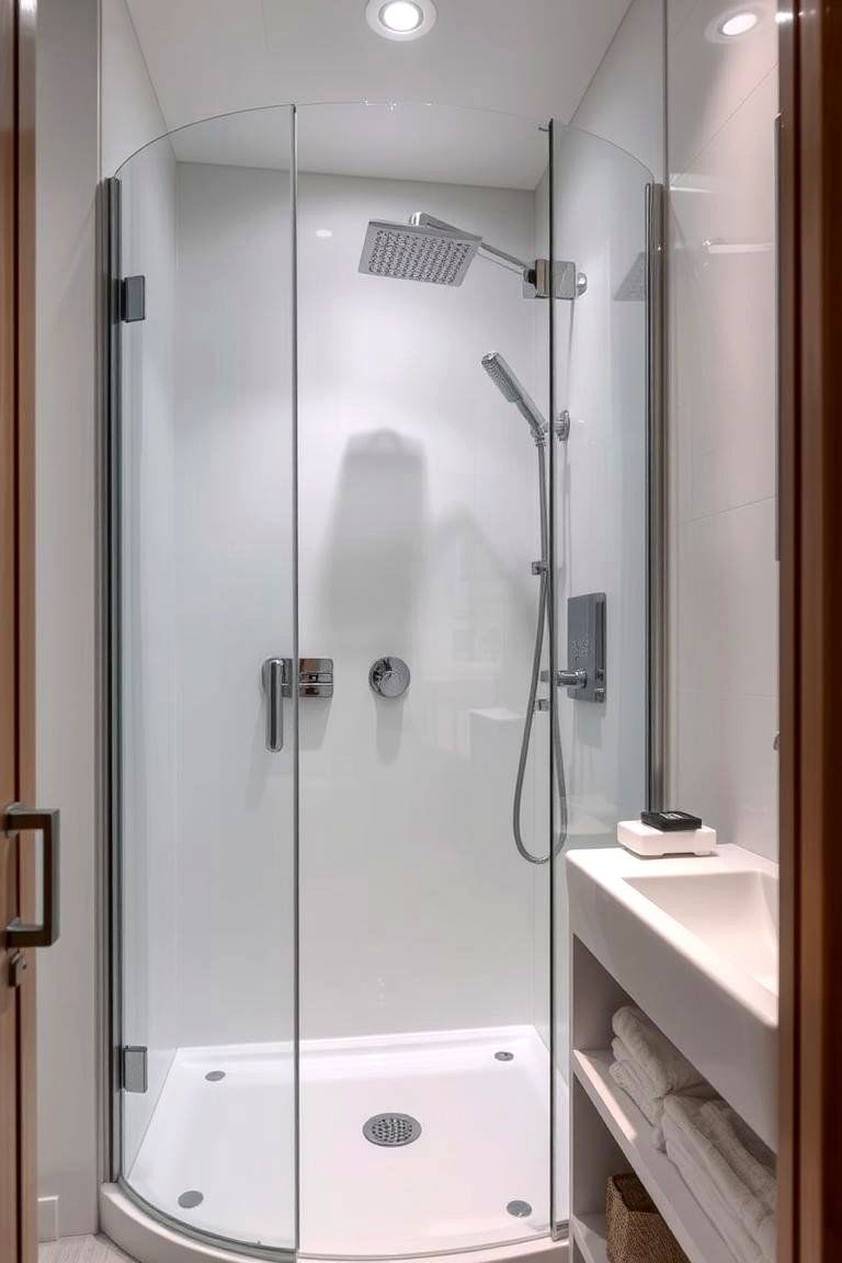 Compact Corner Shower - 24 Small Shower Ideas
