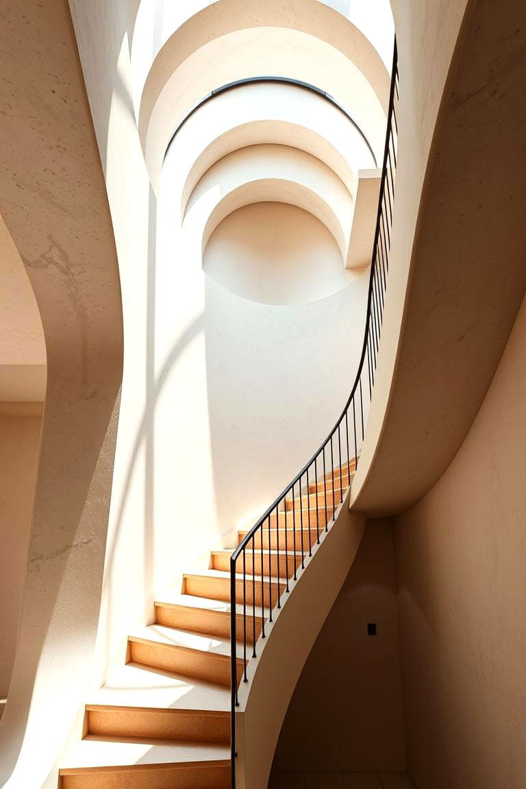 Compact Curved Staircase for Small Spaces - 24 Curved Staircase Ideas
