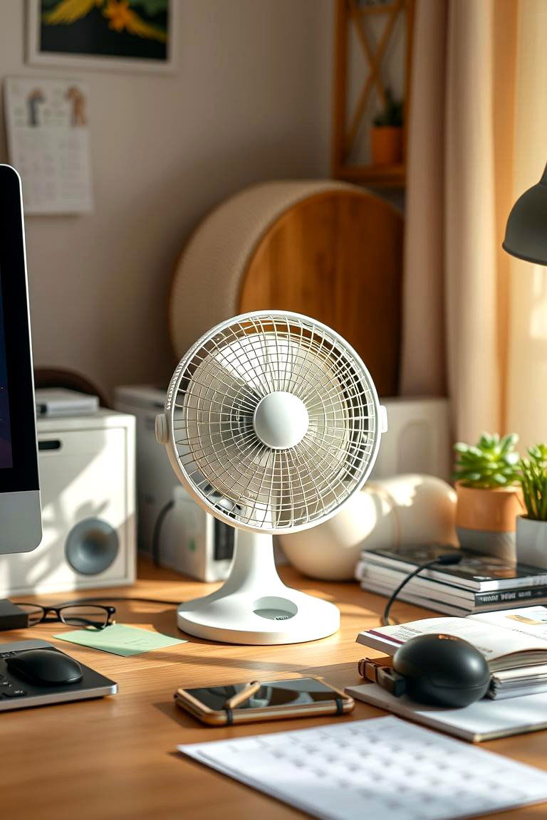 Compact Desk Fan - 24 Cubicle Decor Ideas