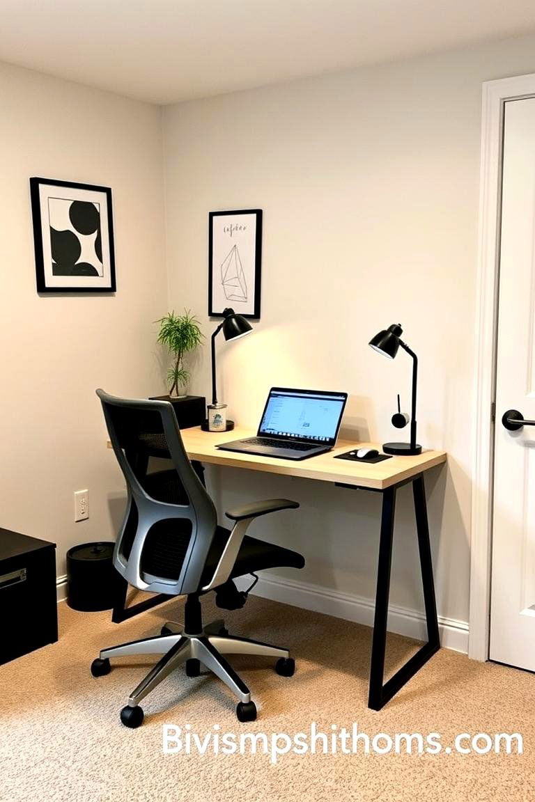 Compact Desk for a Home Office Corner - 24 Basement Furniture Ideas