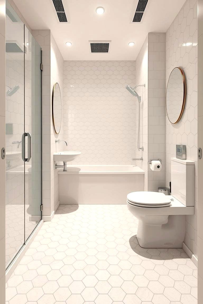 Compact Efficiency in Design - 24 Bathrooms With Hexagon Tile Floors