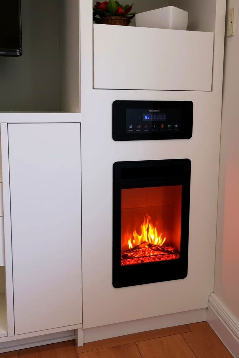 Compact Electric Fireplace Design - 24 Corner Fireplace Ideas