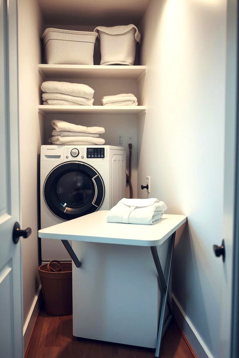 Compact Folding Tables Neat Work Surfaces - 24 Small Laundry Room Ideas With a Top Load Washing Machine