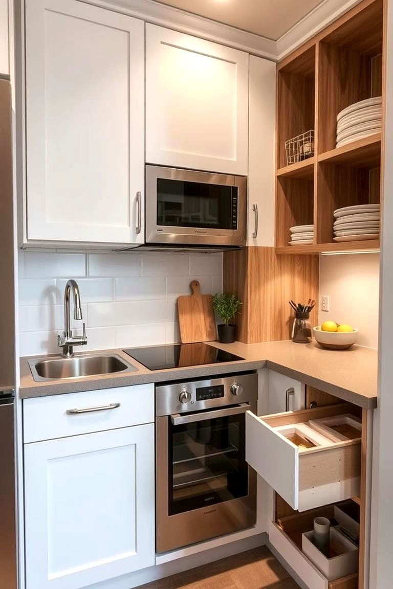 Compact Kitchen with Smart Storage Solutions - 24 Kitchens Without Upper Cabinets