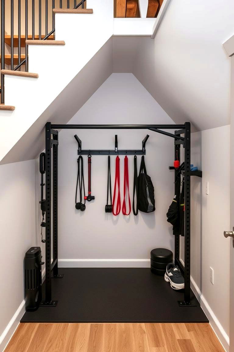 Compact Mini Gym Area - 24 Under Stair Storage Ideas