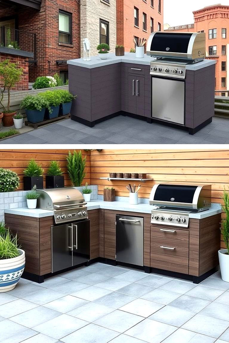 Compact Patio L Shaped Kitchen for Small Spaces - 24 L Shaped Outdoor Kitchen Ideas
