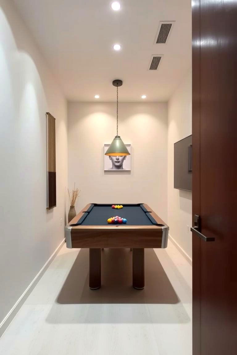 Compact Pool Table in a Small Space - 24 Pool Table Room Ideas