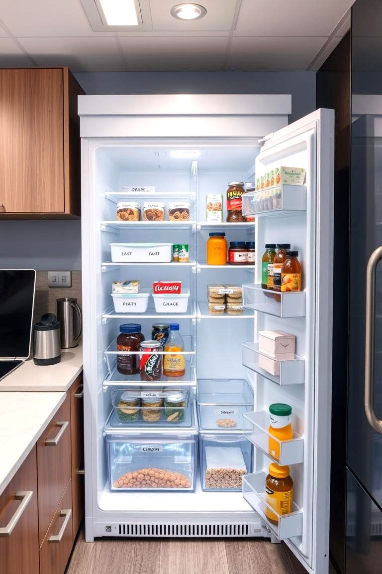 Compact Refrigerator Organization - 24 Office Kitchen Ideas