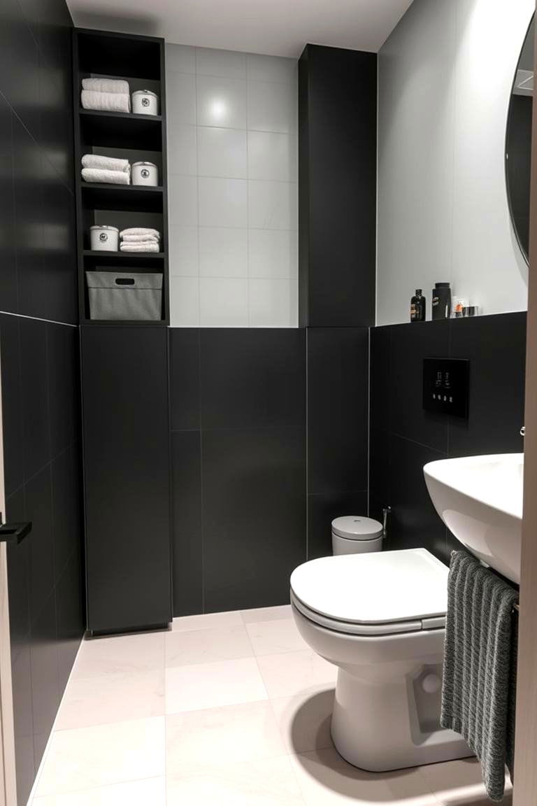 Compact Space Optimization - 24 Black and Grey Bathroom Ideas