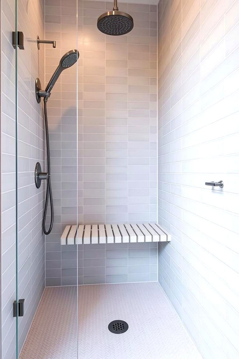 Compact Space Saving Bench Design - 24 Walk in Shower Ideas With Bench