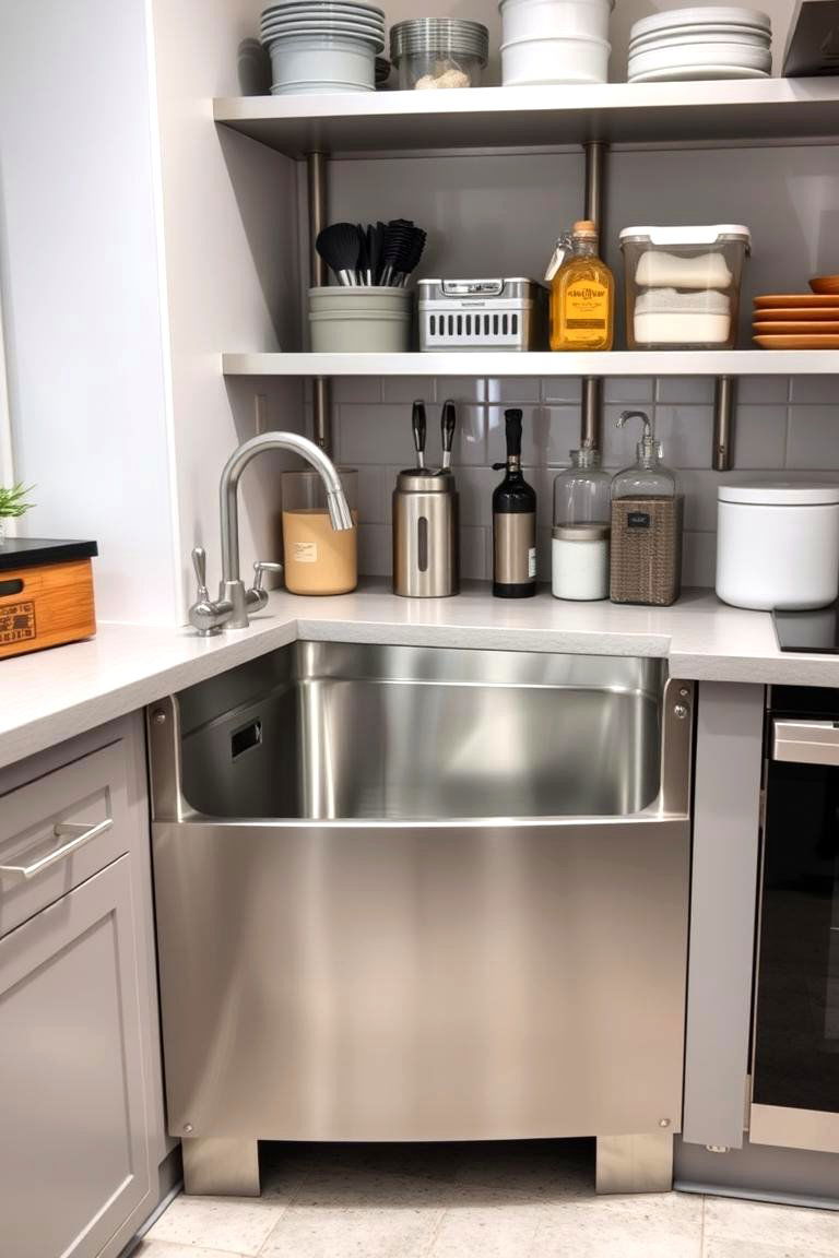 Compact Stainless Steel Corner Sink - 24 Corner Kitchen Sink Ideas