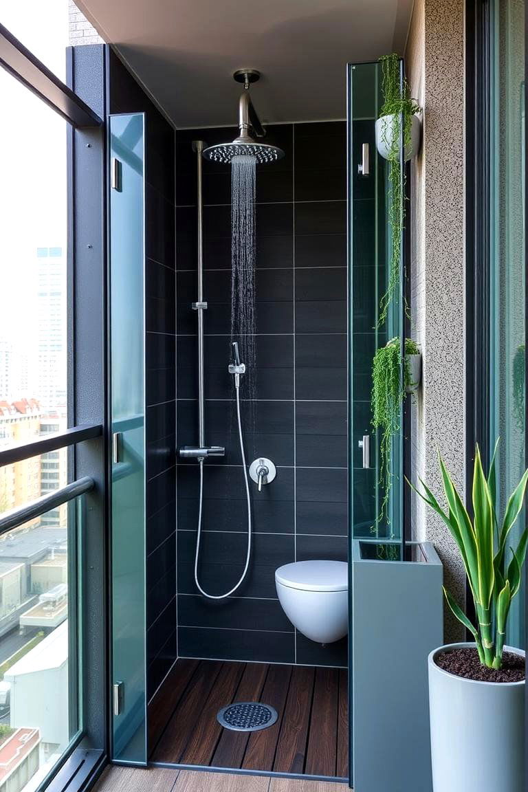 Compact Urban Balcony Outdoor Shower - 24 Outdoor Shower Ideas