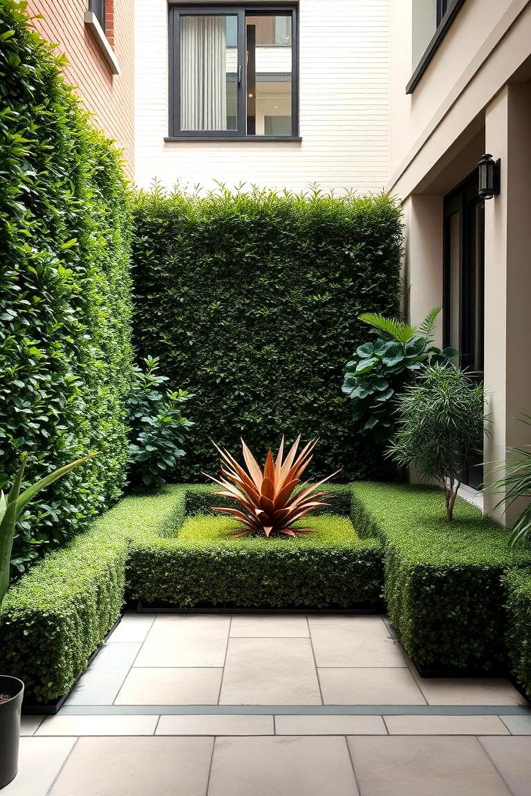 Compact Urban Oasis - 24 Front Yard Boxwood Designs