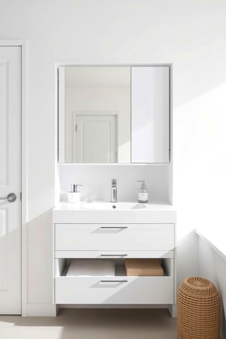 Compact Vanity Solutions - 24 Small White Bathroom Ideas