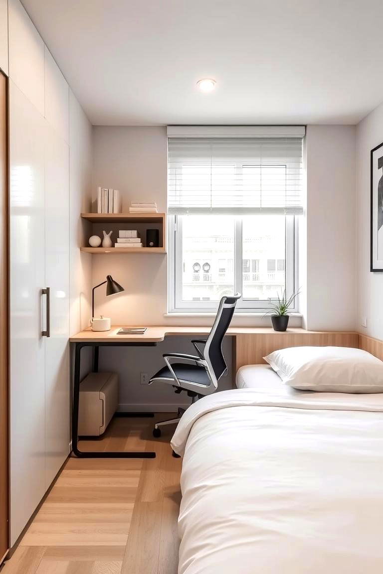 Compact Workspace Integration - 24 Small Bedroom Ideas