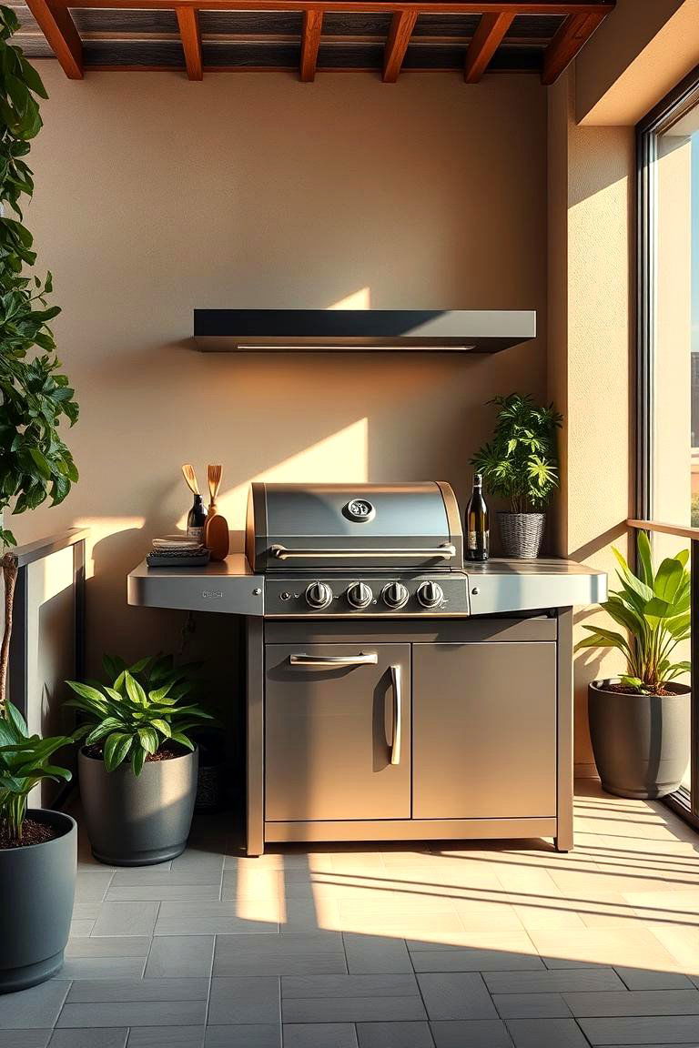 Compact and Stylish Balcony Grill Station - 24 Grill Station Ideas