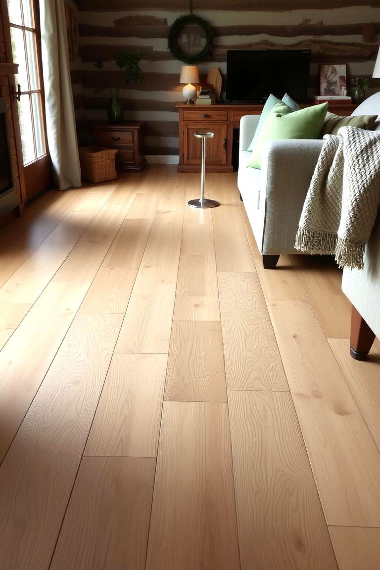 Complement Natural Wood Flooring with Sage Green Accessories - 24 Rustic Sage Green Living Room Ideas