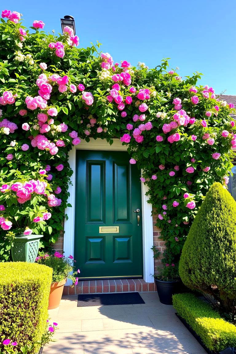Complement Your Door with Greenery for a Lush Inviting Look - 24 Emerald Green Front Door Ideas