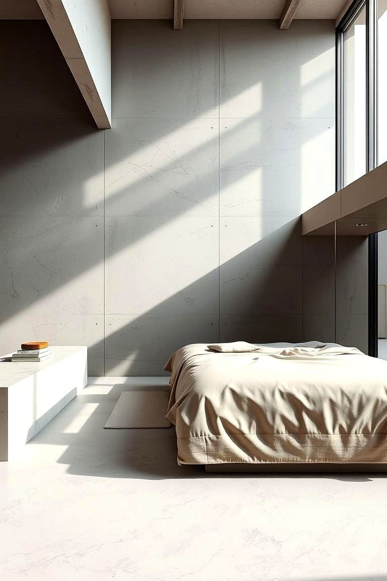 Concrete Accents Appeal - 24 Industrial Bedroom Ideas