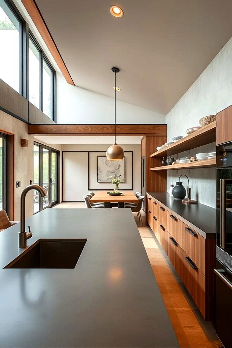 Concrete Accents - 24 Japandi Kitchen Ideas