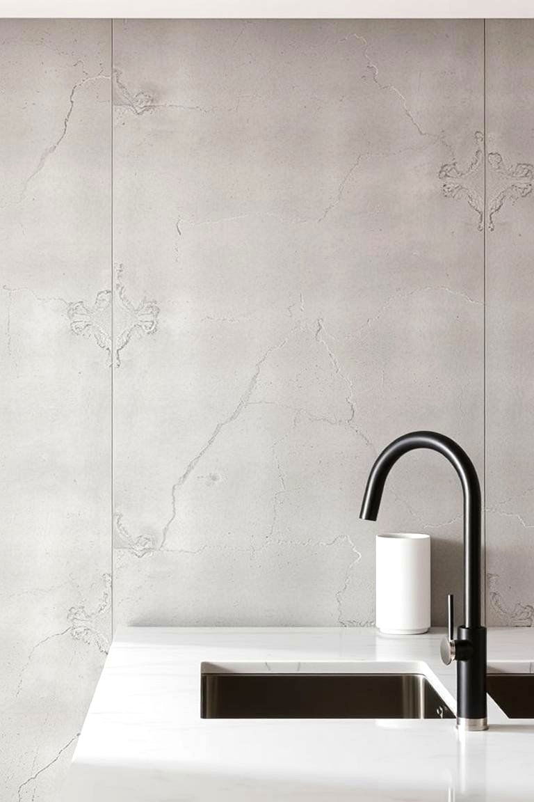 Concrete Backsplash - 24 Modern Kitchen Backsplash Ideas