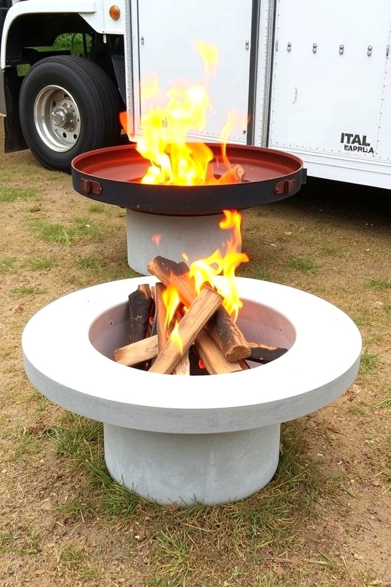 Concrete Base Truck Rim Fire Pit - 24 Truck Rim Fire Pit Ideas