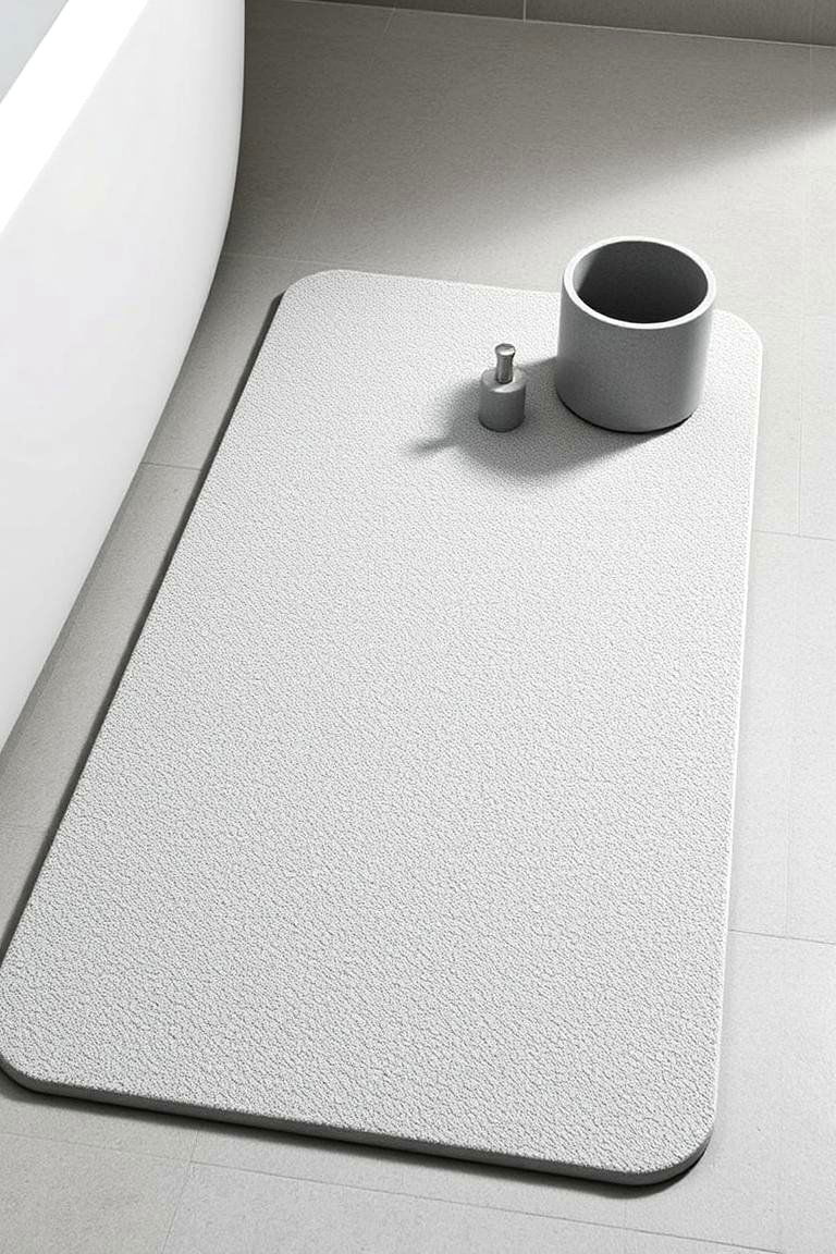 Concrete Bath Mat and Accessories - 24 Concrete Bathroom Ideas