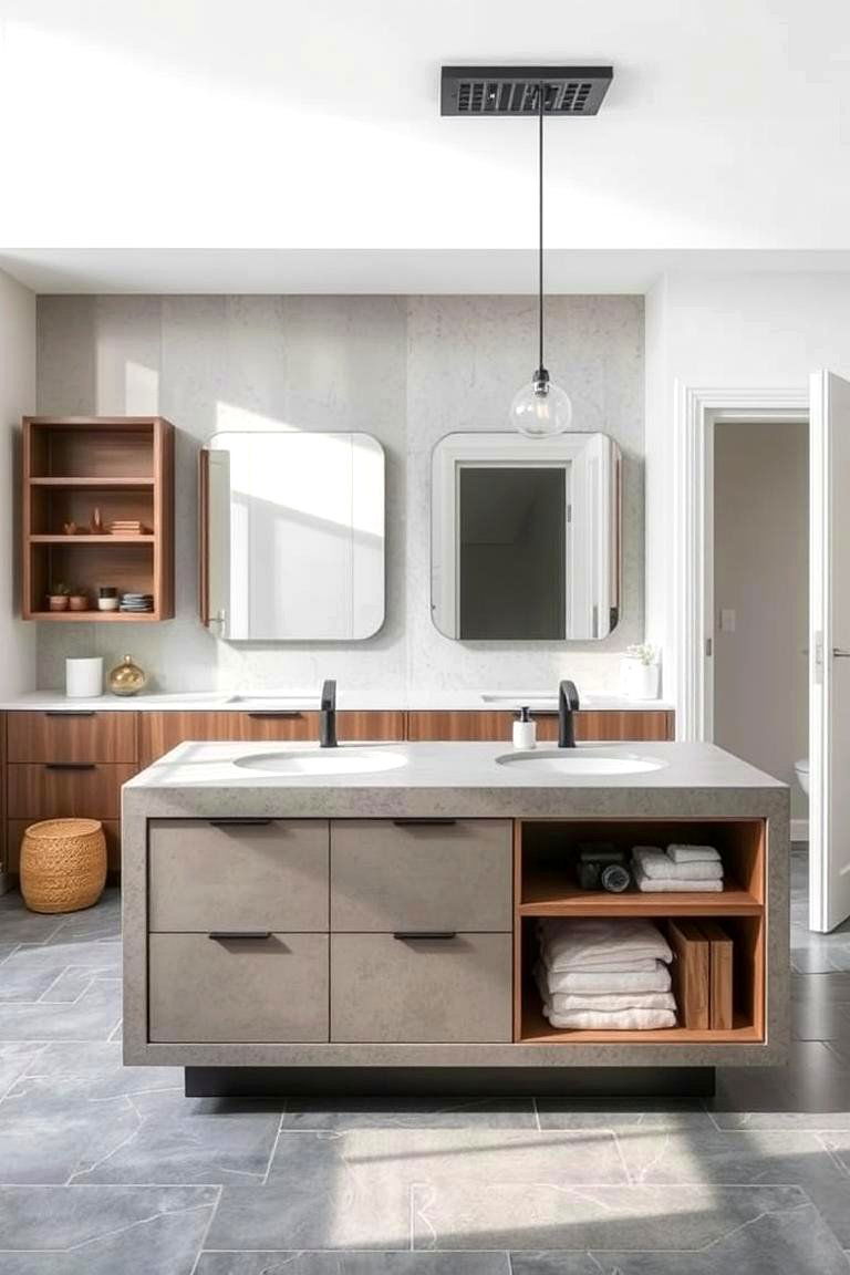 Concrete Bathroom Island - 24 Concrete Bathroom Ideas