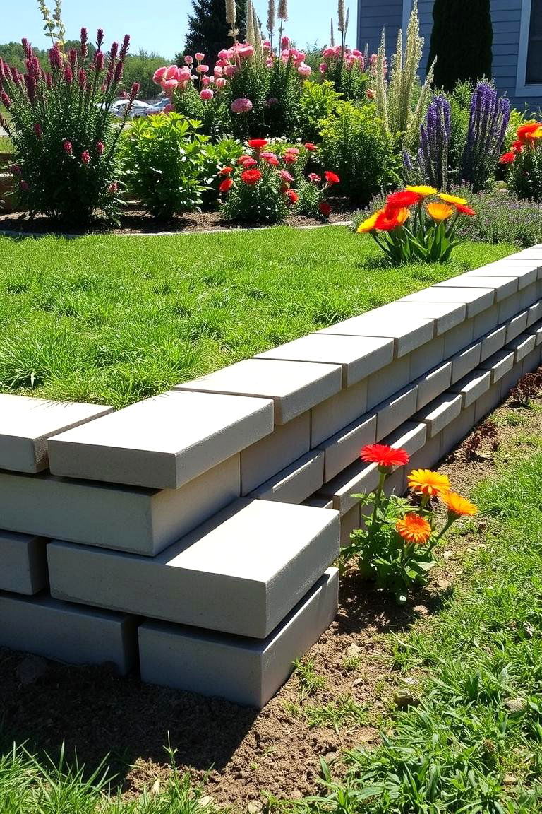 Concrete Block Edging - 24 Garden Edging Ideas