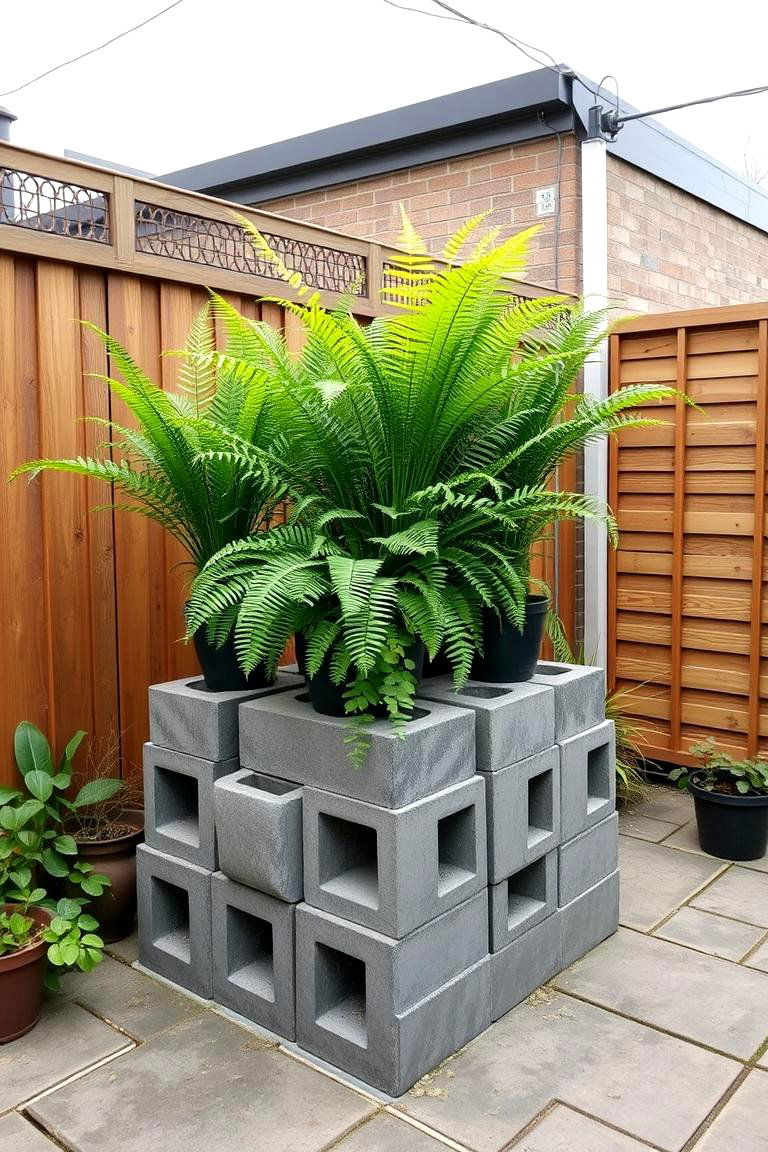 Concrete Block Stand - 24 Outdoor Plant Stand Ideas