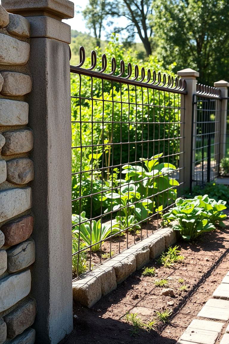Concrete Block and Wood Fence - 24 Vegetable Garden Fence Ideas