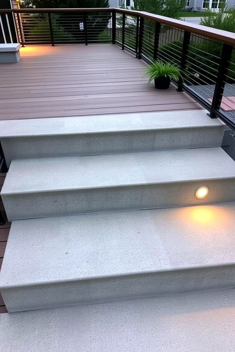 Concrete Deck Steps with Textured Finishes - 24 Deck Steps Ideas