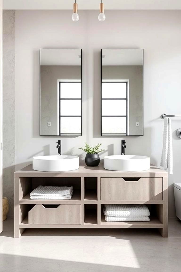Concrete Dual Vanity Design - 24 Concrete Bathroom Ideas