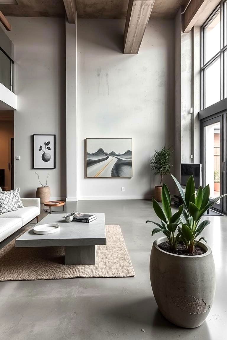 Concrete Elements - 24 Loft-style Living Room Ideas