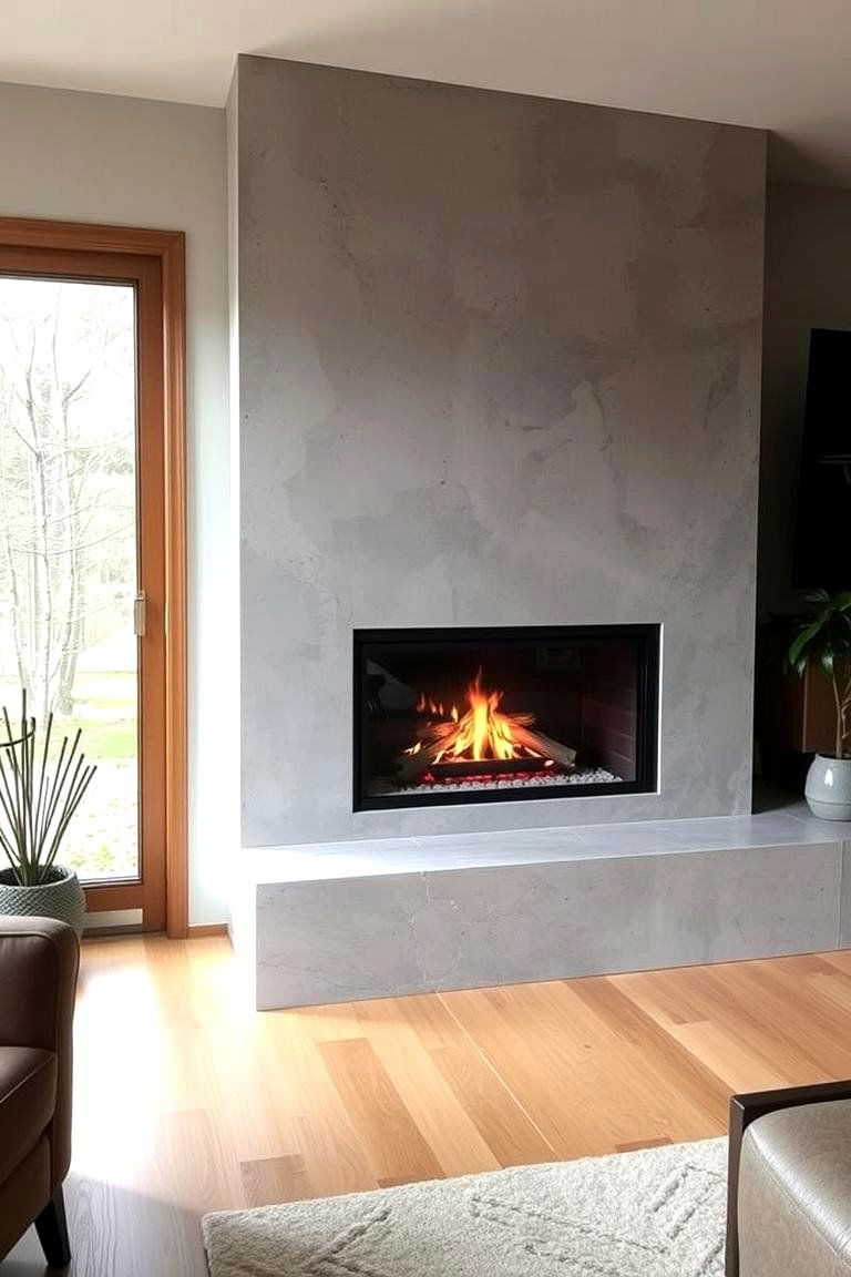 Concrete Fireplace with Radiant Heating - 24 Concrete Fireplace Ideas
