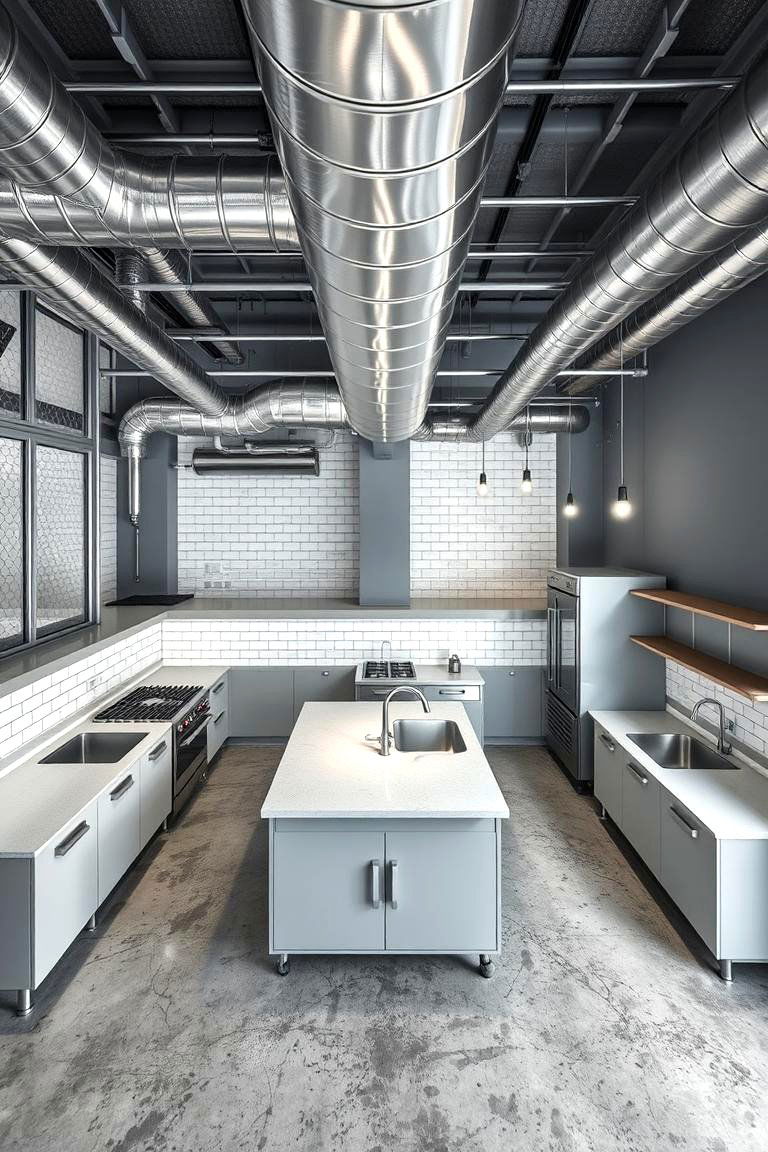 Concrete Flooring - 24 Industrial Kitchen Ideas