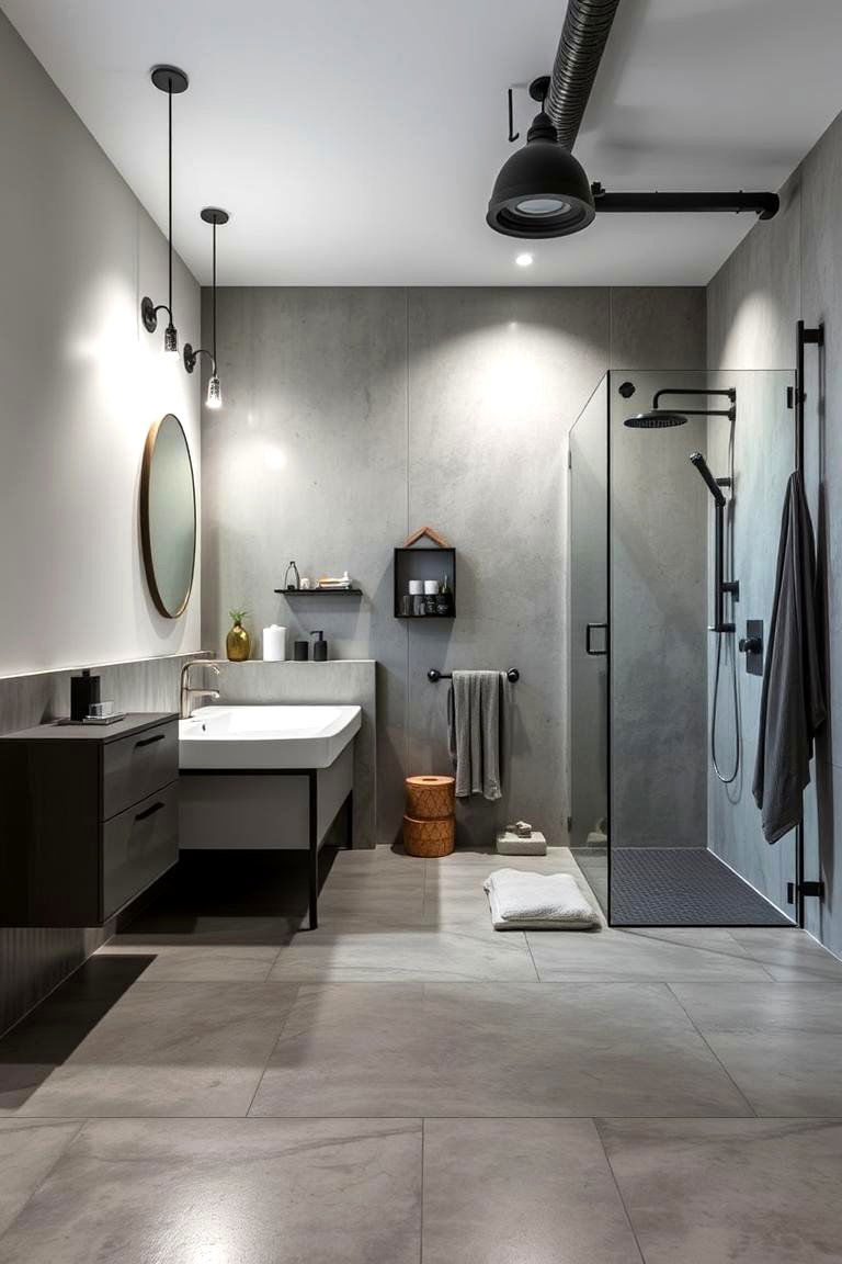Concrete Flooring - 24 Bathroom Flooring Ideas