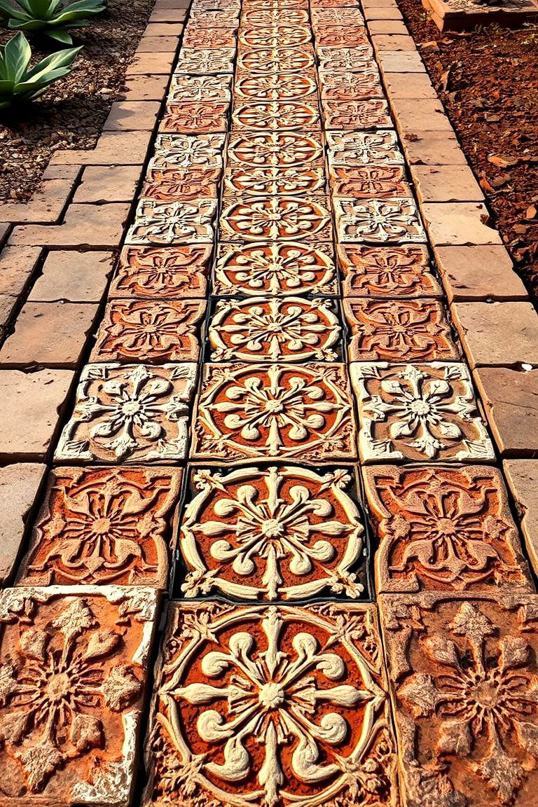 Concrete Garden Pavers with Intricate Patterns - 24 Concrete Garden Ideas