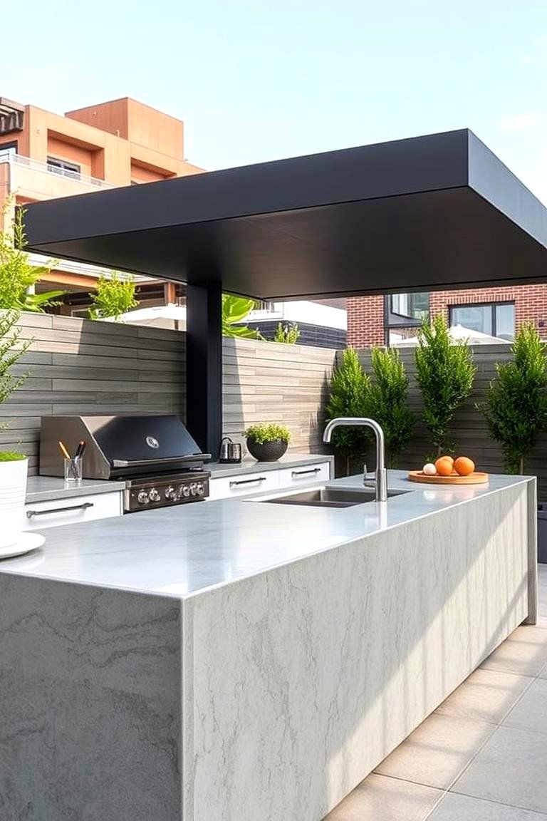 Concrete Look Porcelain Countertops - 24 Types of Outdoor Kitchen Countertops