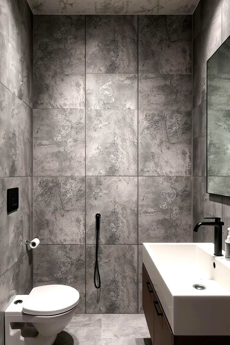 Concrete Panels for Industrial Chic - 24 Bathroom Wall Paneling Ideas